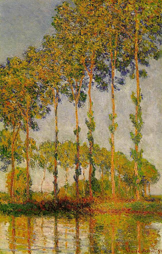 杨树，在秋天排 Poplars, Row in Autumn (1891)，克劳德·莫奈