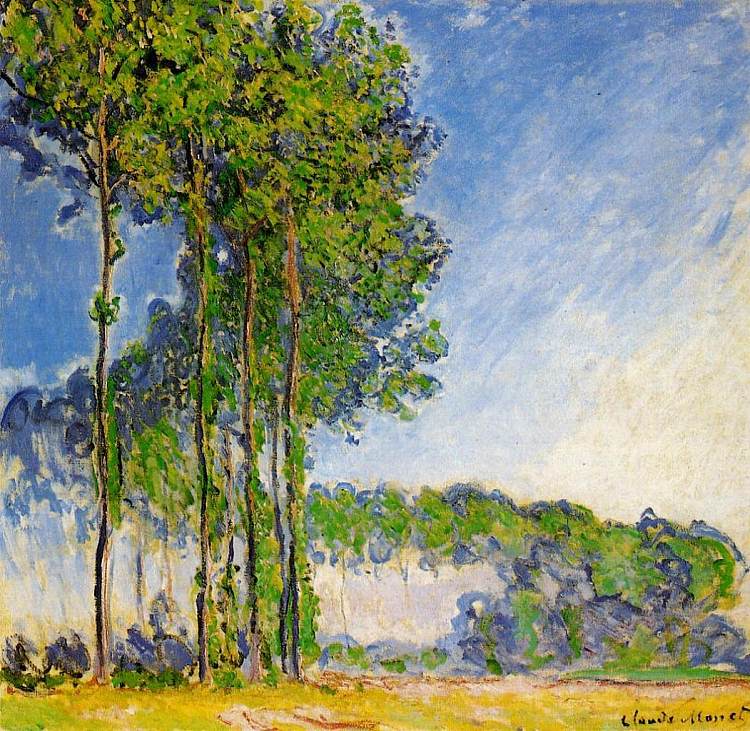 从沼泽望向白杨 Poplars, View from the Marsh (1891 - 1892)，克劳德·莫奈