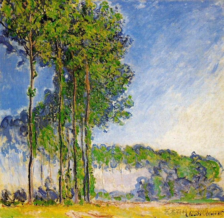 从沼泽望向白杨 Poplars, View from the Marsh (1891 - 1892),克劳德·莫奈