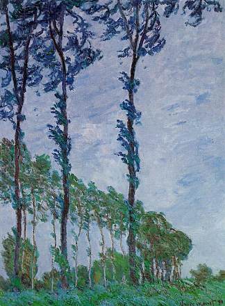 杨树，风的影响 Poplars, Wind Effect (1891)，克劳德·莫奈