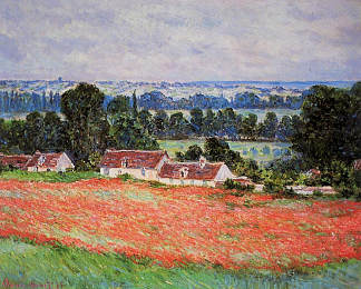 吉维尼的罂粟田 Poppy Field at Giverny (1885)，克劳德·莫奈