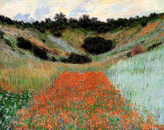 吉维尼附近山谷里的罂粟田 Poppy Field in a Hollow near Giverny (1885)，克劳德·莫奈