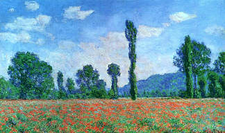 吉维尼的罂粟田 Poppy Field in Giverny (1890)，克劳德·莫奈