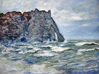 下游港口，波涛汹涌的大海 Port d`Aval, Rough Sea (1883)，克劳德·莫奈