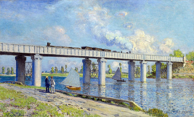 阿让特伊铁路桥 Railway Bridge at Argenteuil (1873)，克劳德·莫奈