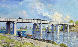 阿让特伊铁路桥 Railway Bridge at Argenteuil (1873)，克劳德·莫奈