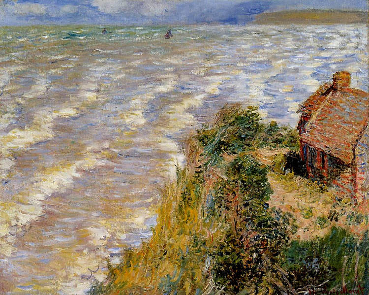 普尔维尔的涨潮 Rising Tide at Pourville (1882)，克劳德·莫奈