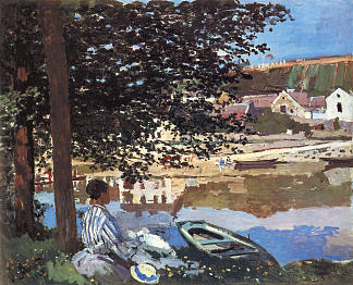 本尼库尔的河流场景 River Scene at Bennecourt (1868)，克劳德·莫奈