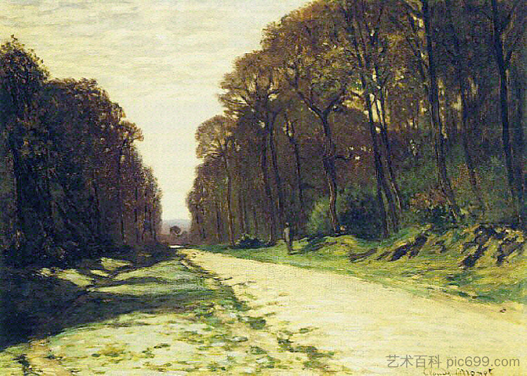 枫丹白露森林中的路 Road in a Forest Fontainebleau (1864)，克劳德·莫奈