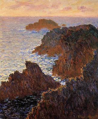 多莫瓦港Belle-Ile的岩石 Rocks at Belle-Ile, Port-Domois (1886)，克劳德·莫奈