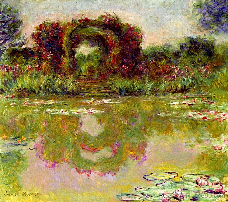 吉维尼的玫瑰拱门 Rose Arches at Giverny (1913)，克劳德·莫奈