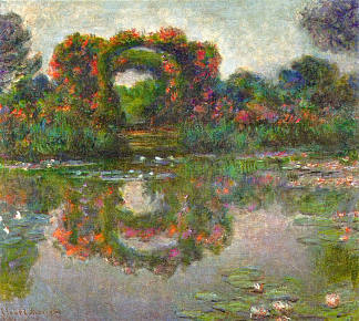 吉维尼的玫瑰拱门 Rose Flowered Arches at Giverny (1913)，克劳德·莫奈