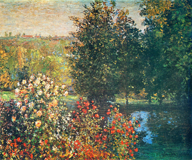蒙特雷贡霍舍德花园里的玫瑰 Roses in the Hoshede`s Garden at Montregon (1876),克劳德·莫奈