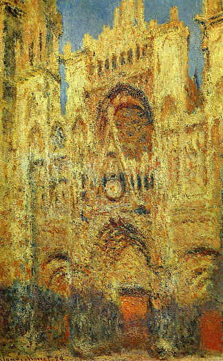 夕阳下的鲁昂大教堂 Rouen Cathedral at Sunset (1894)，克劳德·莫奈