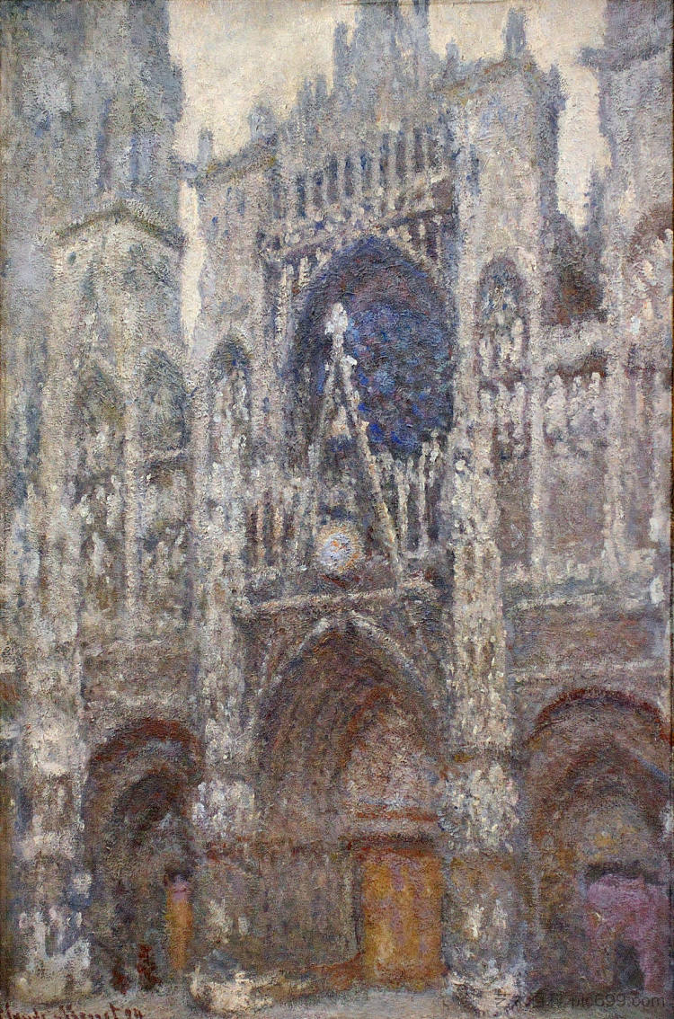 鲁昂大教堂，灰色天气 Rouen Cathedral, Grey Weather (1894)，克劳德·莫奈