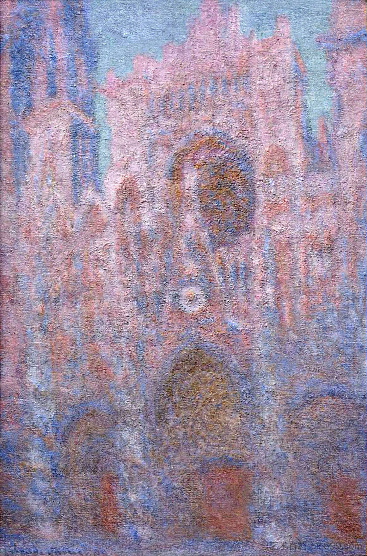 鲁昂大教堂，灰色与玫瑰交响曲 Rouen Cathedral, Symphony in Grey and Rose (1894)，克劳德·莫奈