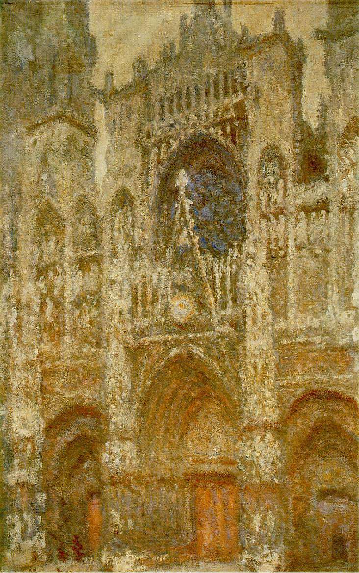 鲁昂大教堂，大门，灰色天气 Rouen Cathedral,The Gate, Grey Weather (1894)，克劳德·莫奈