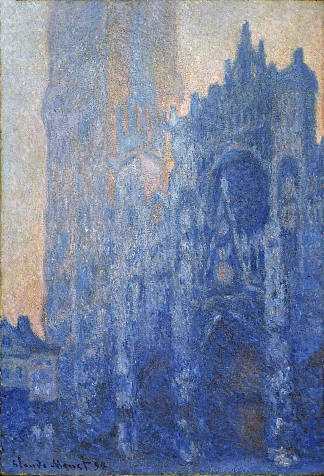 鲁昂大教堂farade和Tour d’Albane(早晨效应) Rouen Cathedral Façade and Tour d’Albane (Morning Effect) (1894; Rouen,France                     )，克劳德·莫奈
