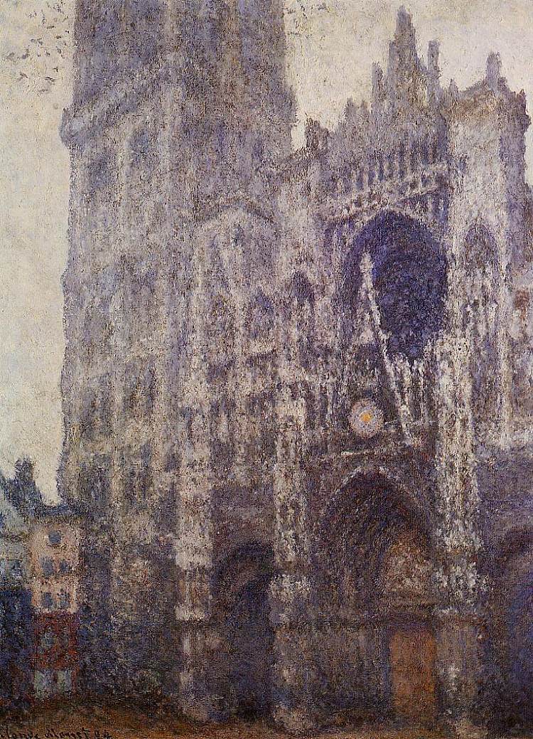 鲁昂大教堂，传送门和阿尔本之旅，灰色天气 Rouen Cathedral, The Portal and the Tour d'Albene, Grey Weather (1894)，克劳德·莫奈