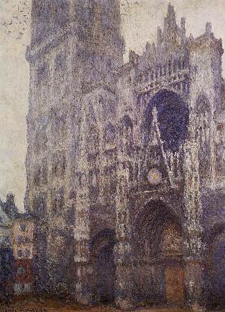 鲁昂大教堂，传送门和阿尔本之旅，灰色天气 Rouen Cathedral, The Portal and the Tour d’Albene, Grey Weather (1894)，克劳德·莫奈