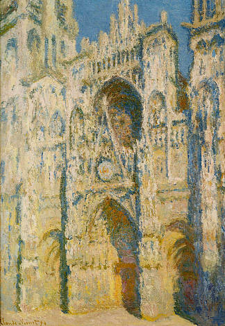 鲁昂大教堂、传送门和太阳上的奥尔班塔 Rouen Cathedral, the Portal and the Tower d`Allban on the Sun (1894)，克劳德·莫奈