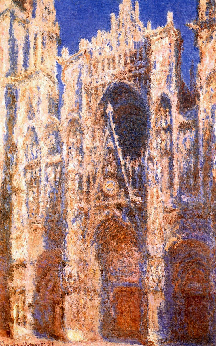 鲁昂大教堂，太阳之门 Rouen Cathedral, the Portal in the Sun (1894)，克劳德·莫奈