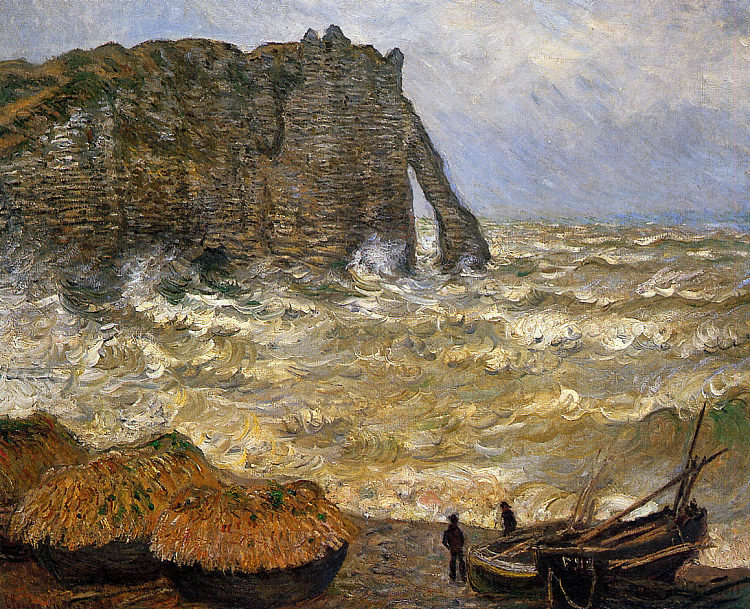 埃特雷塔的波涛汹涌的大海 Rough Sea at Etretat (1883)，克劳德·莫奈