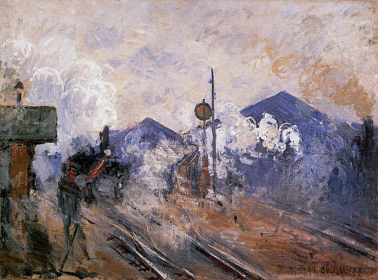 圣拉扎尔站，轨道出来 Saint-Lazare Station, Track Coming out (1877)，克劳德·莫奈