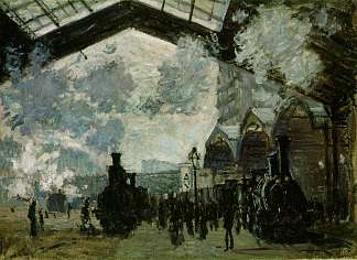 圣拉扎尔站 Saint-Lazare Station (1877)，克劳德·莫奈