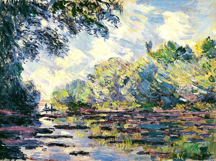 塞纳河的一部分，靠近吉维尼 Section of the Seine, near Giverny (1885)，克劳德·莫奈