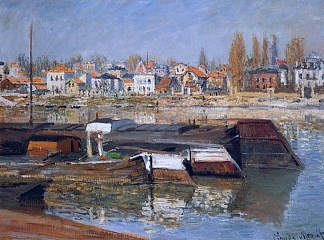 阿涅尔的塞纳河 Seine at Asnieres (1873)，克劳德·莫奈