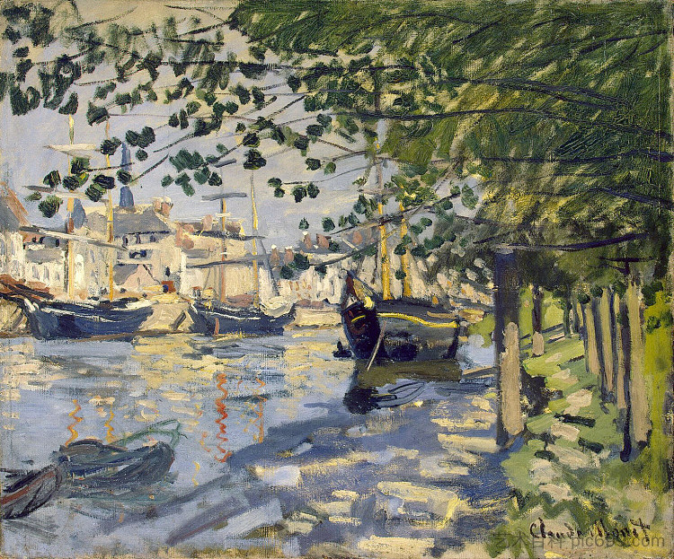 鲁昂塞纳河 Seine at Rouen (1872)，克劳德·莫奈