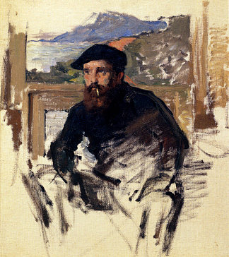 他工作室里的自画像 Self Portrait in his Atelier (c.1884)，克劳德·莫奈