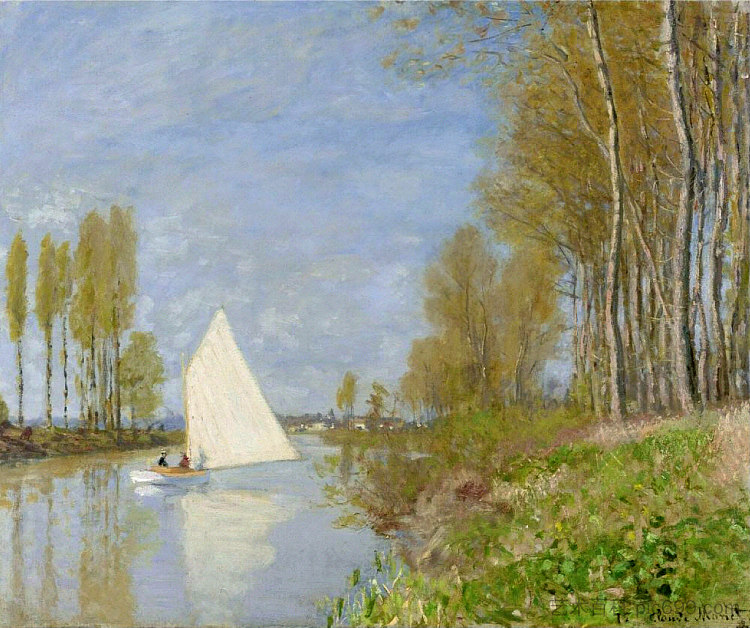 阿让特伊塞纳河小分支上的小船 Small Boat on the Small Branch of the Seine at Argenteuil (1872)，克劳德·莫奈