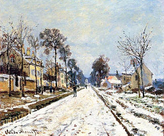 雪景效应，通往卢维西讷之路 Snow Effect, The Road to Louveciennes (1870)，克劳德·莫奈