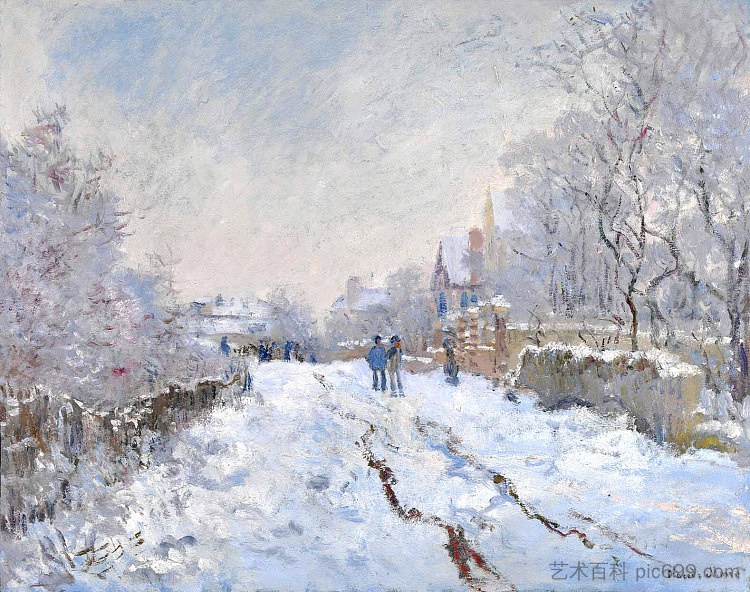 阿让特伊的雪景 Snow Scene at Argenteuil (1875)，克劳德·莫奈