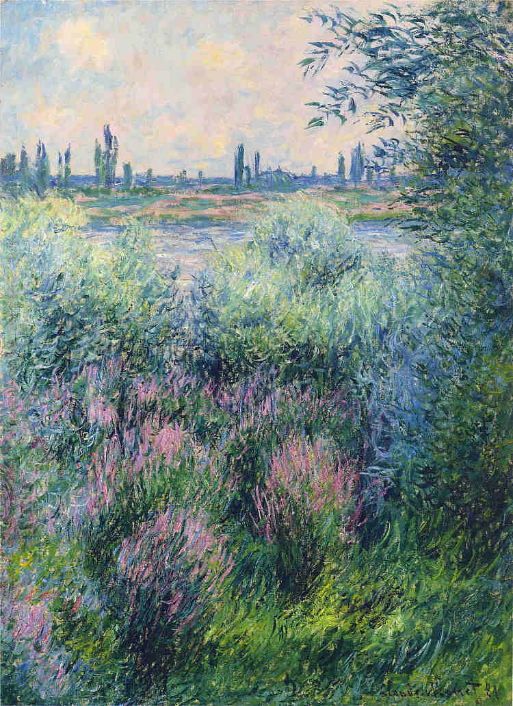 塞纳河畔的景点 Spot on the Banks of the Seine (1881)，克劳德·莫奈