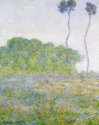 春天。吉维尼的草地 Springtime. Meadow at Giverny (1894)，克劳德·莫奈