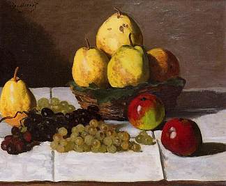 梨和葡萄静物 Still Life with Pears and Grapes (1867)，克劳德·莫奈