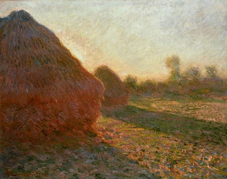 干草堆，最后的太阳 Haystacks, Last Sunrays (1890; Giverny,France  )，克劳德·莫奈