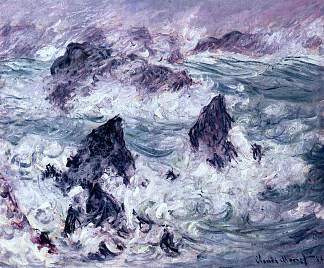 贝尔岛风暴 Storm at Belle-Ile (1886)，克劳德·莫奈