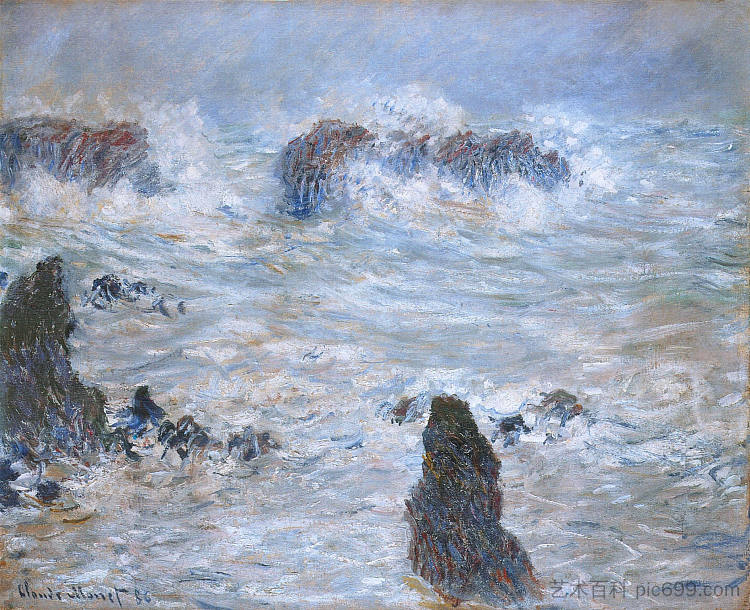 贝勒岛海岸附近有风暴 Storm, off the Coast of Belle-Ile (1886)，克劳德·莫奈