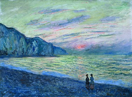 普维尔的日落 Sunset at Pourville (1882; Pourville-sur-mer,France  )，克劳德·莫奈