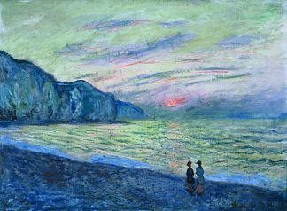 普维尔的日落 Sunset at Pourville (1882; Pourville-sur-mer,France                     )，克劳德·莫奈