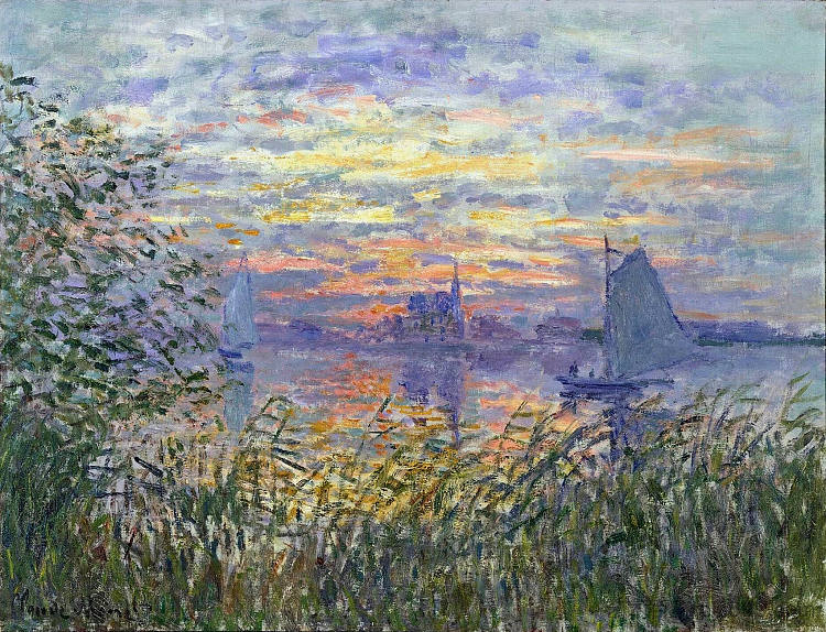 锡恩河上的日落 Sunset on the Siene (1874),克劳德·莫奈