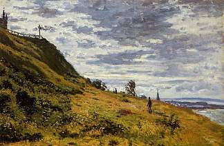 在圣阿德烈斯悬崖上散步 Taking a Walk on the Cliffs of Sainte-Adresse (1867)，克劳德·莫奈