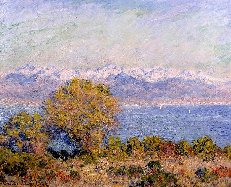 从昂蒂布角看阿尔卑斯山 The Alps Seen from Cap d'Antibes (1888)，克劳德·莫奈