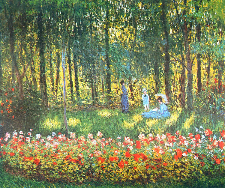 花园里的艺术家家庭 The Artist's Family in the Garden (1875)，克劳德·莫奈