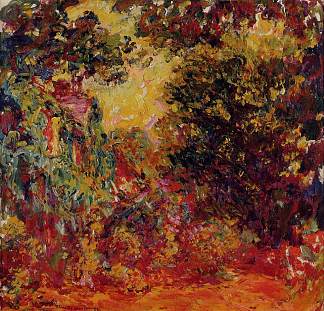 玫瑰花园的艺术家之家 The Artist’s House from the Rose Garden (1922 – 1924)，克劳德·莫奈