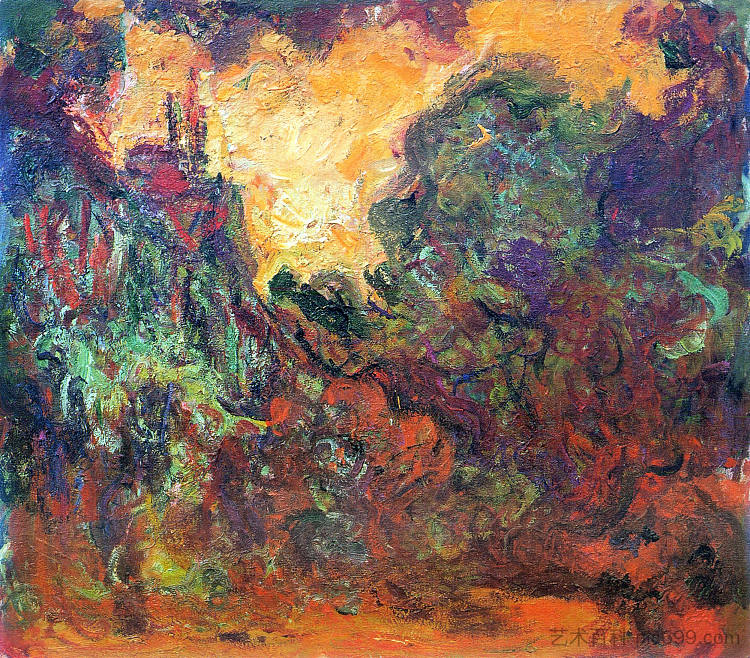 艺术家的房子,从玫瑰花园看 The Artist's House, View from the Rose Garden (1922 - 1924),克劳德·莫奈